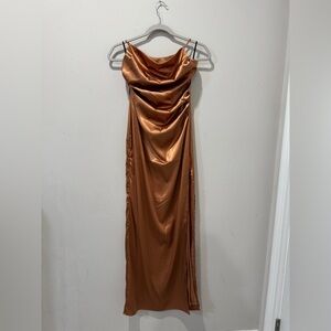 Elegant Copper Satin Dress